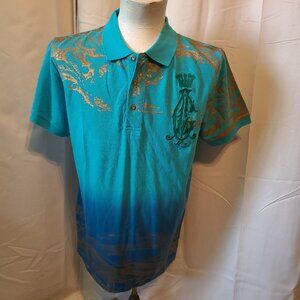 Mens S/S Partial button front polo shirt Christian Audigier - L